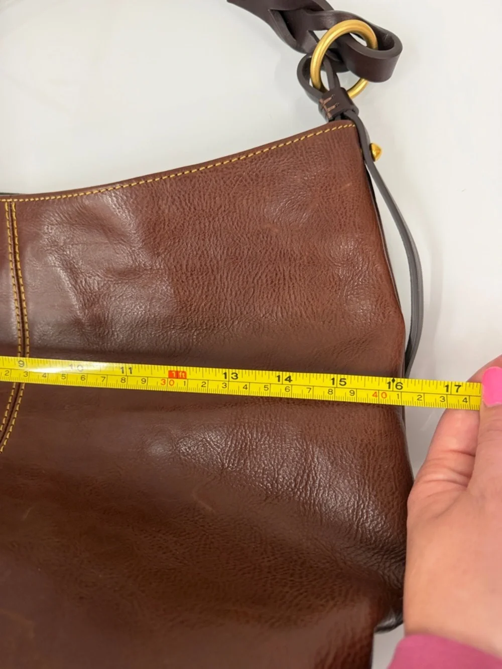 Dooney & Bourke Brown Leather Hobo with Braided Handle  florentine large